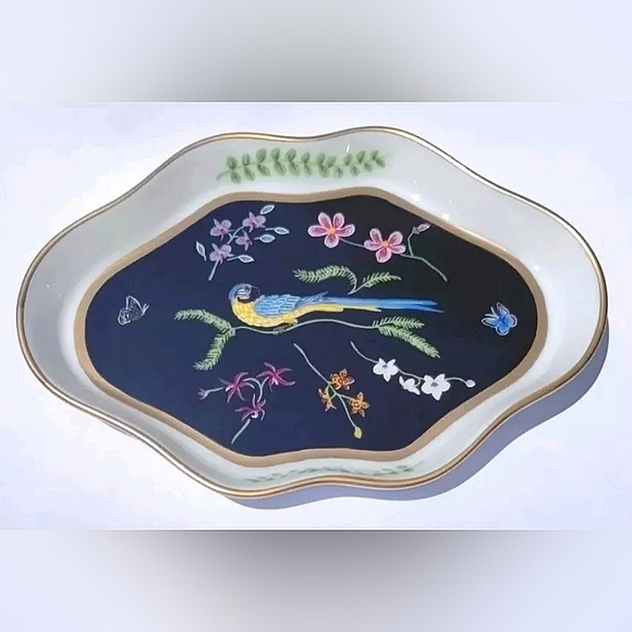 Lynn Chase JAGUAR JUNGLE Trinket Dish Bird Black Gold Catchall Exotic Chic - Picture 3 of 9